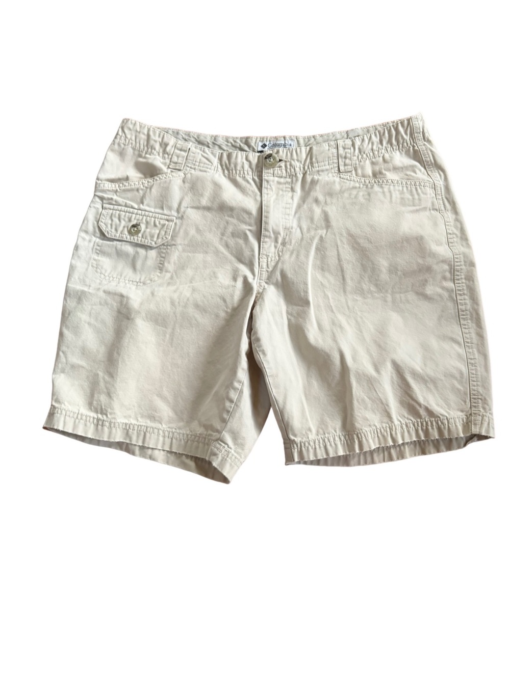 Columbia Khaki Hiking Cargo Shorts Size in Taupe Beige 12 Outdoor Utility